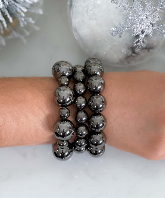 Three For Me Hematite Bracelet