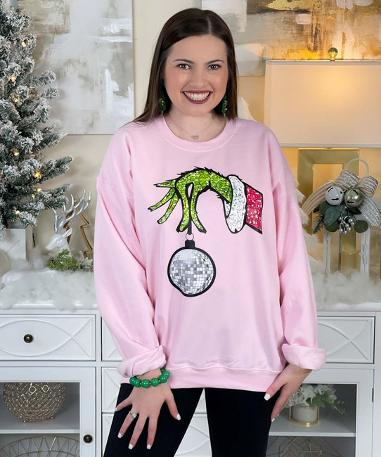 Faux Sequin Hand Sweatshirt