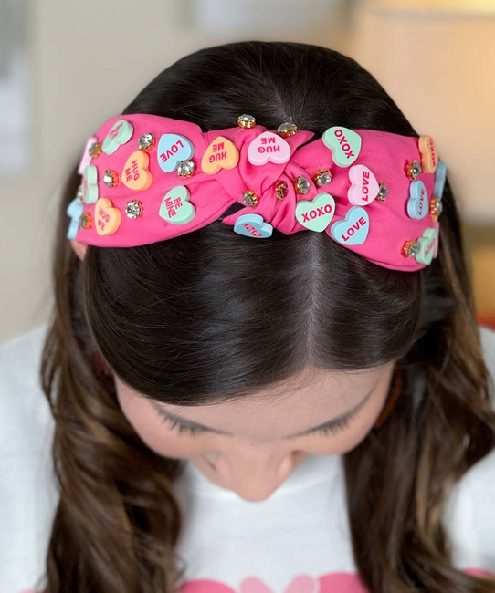 Conversations with my heart pink headband model front