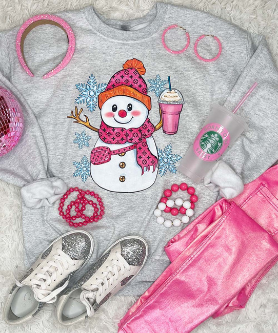 Bougie snowman sweatshirt flat lay