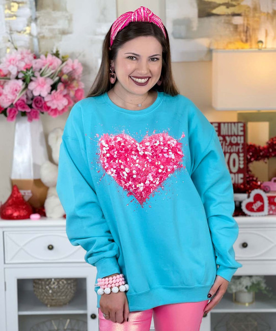 faux sequin pink splatter heart