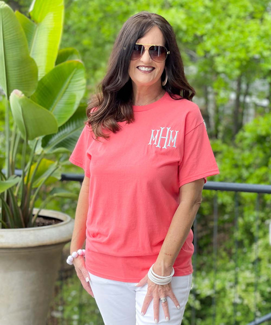 monogram summer color coral silk