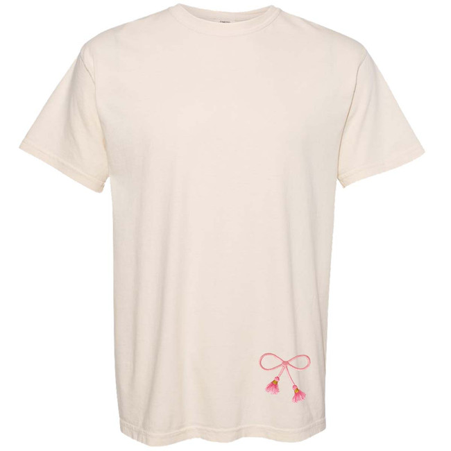 Embroidered Bow With Tassel Comfort Colors Shirt