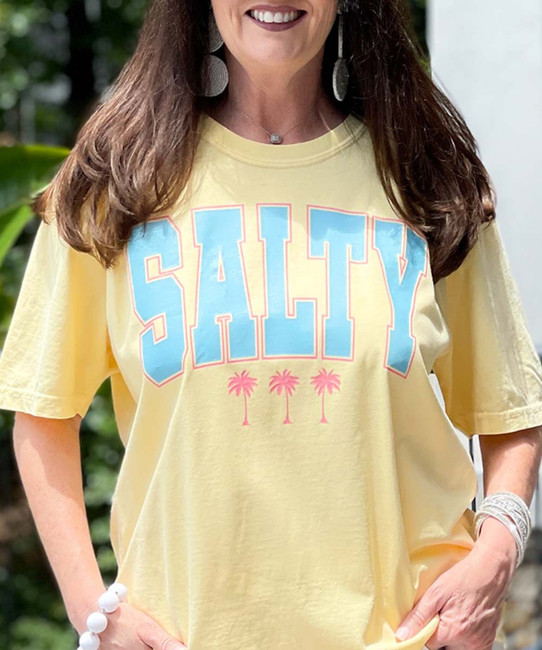 salty palm tree comfort colors tee close uo