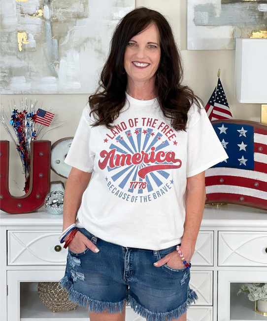 distressed america tee