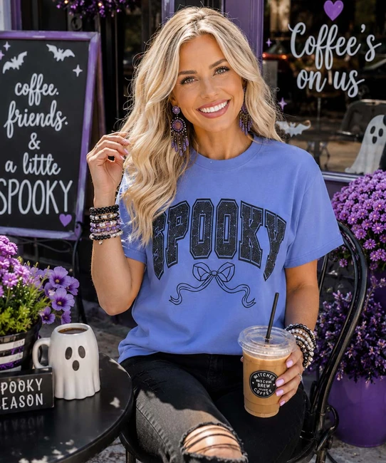 spooky with bow tee model image