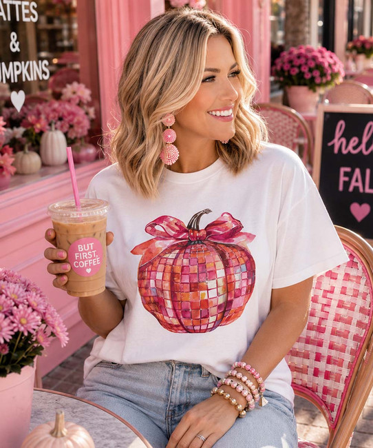 disco pumpkin tee model image