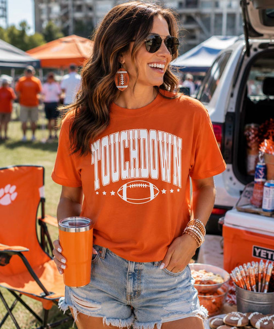 touchdown football texas orange tee model image