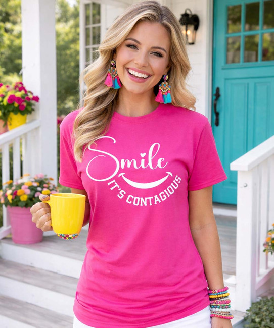 smile it's contagious graphic tee model 1