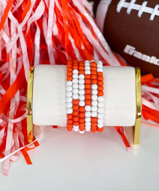 game day vibes orange and white bracelet