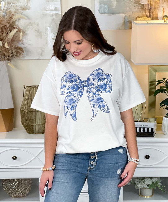bow.a 水際 BALLOON TOPS S size Printed V Neck Batwing Top with Elastic Waist | Last Tango USA