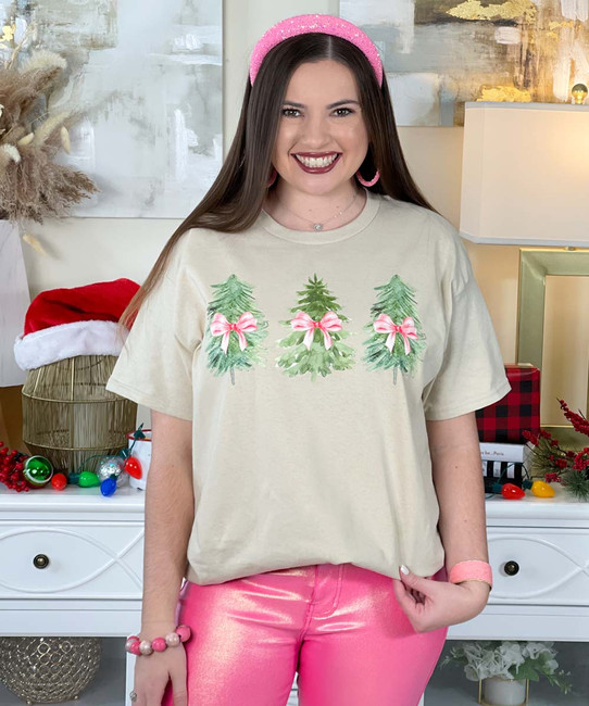 christmas tree trio with bows tee
