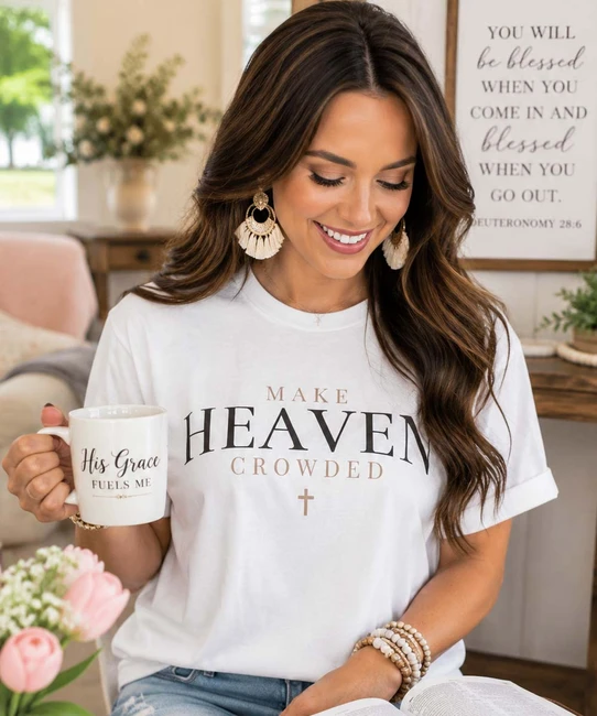 make heaven crowded graphic tee model image