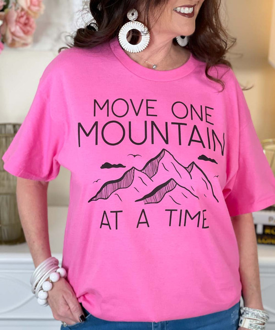move one mountain at a time tee close up