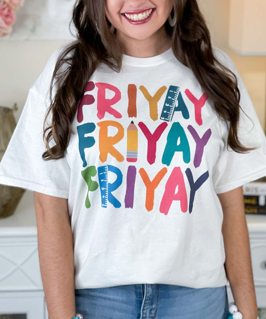 friyay teacher tee close up