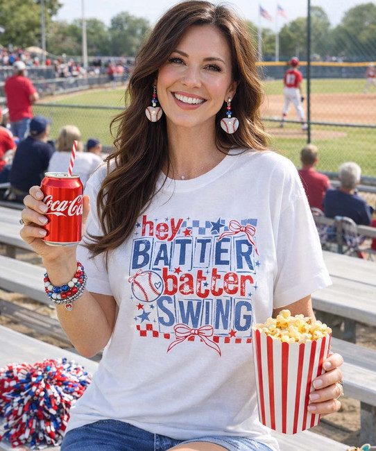 hey batter batter swing graphic tee model 1