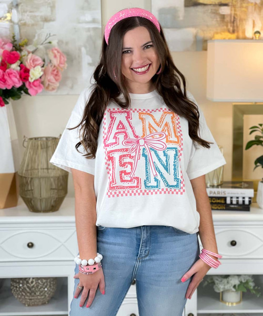 checkerboard amen tee