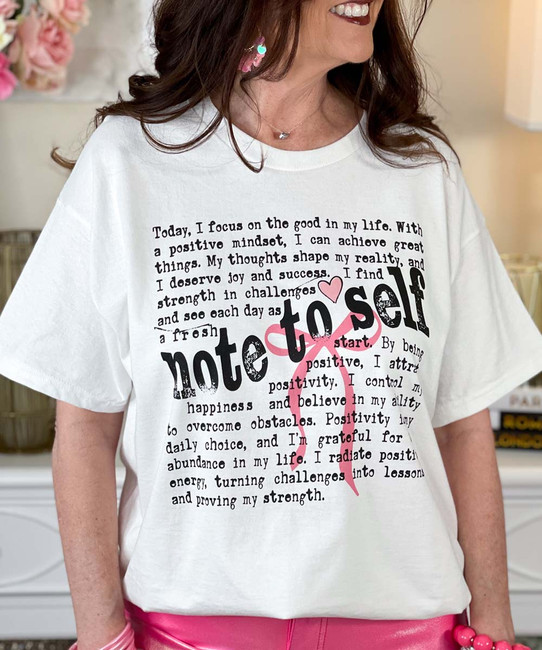 distressed note to self tee close up