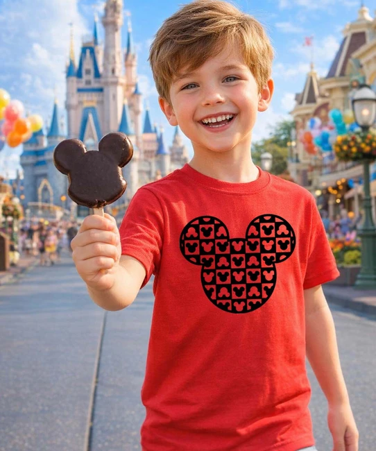 checkerboard head silhouette graphic tee model