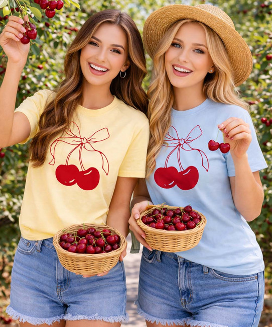 cherries with bow tee group image