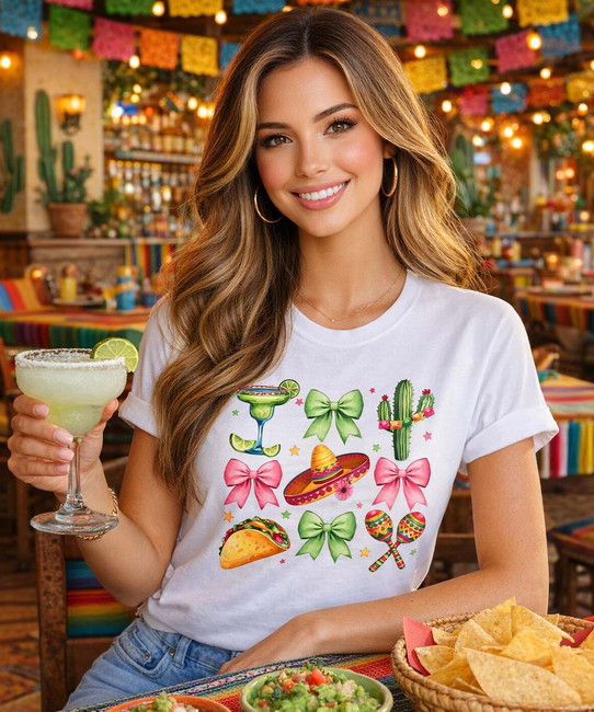 cinco de mayo and bows tee model image