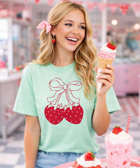 strawberries with bow tee model image