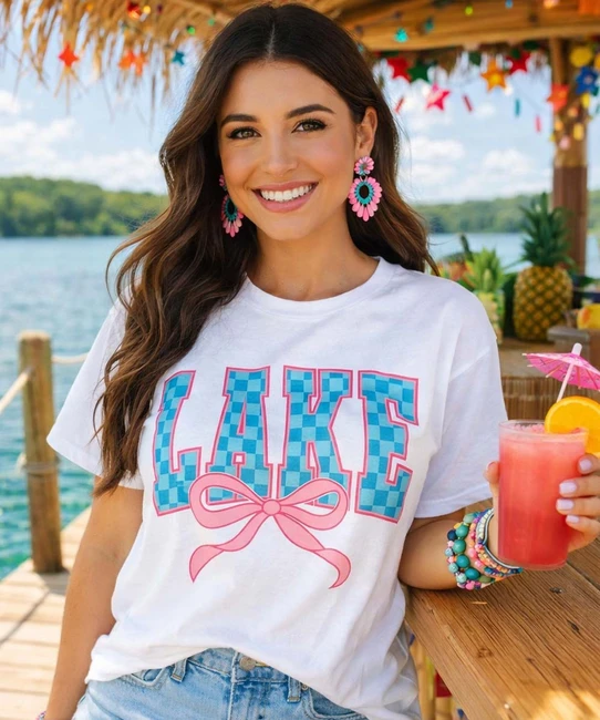 checkerboard lake graphic tee model 1