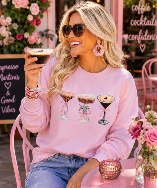 espresso martini trio sweatshirt model image