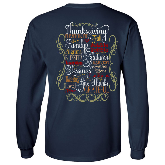 Monogrammed Thanksgiving Traditions Tee - Navy
