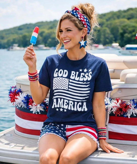 distressed god bless america flag model image