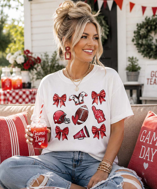 customized football and bows model image red