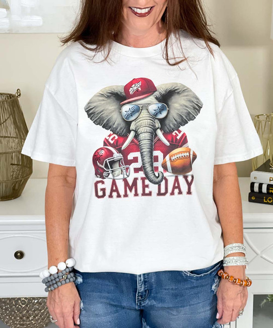 game day elephant tee close up