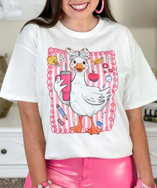 silly goose teacher tee close up