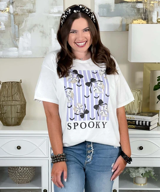 spooky ghost with bows tee