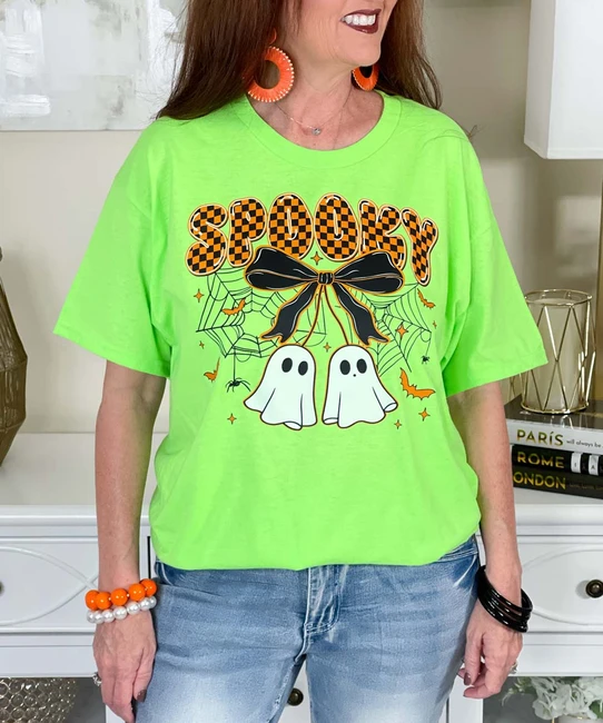 Checkerboard Spooky Ghosts Graphic Tee