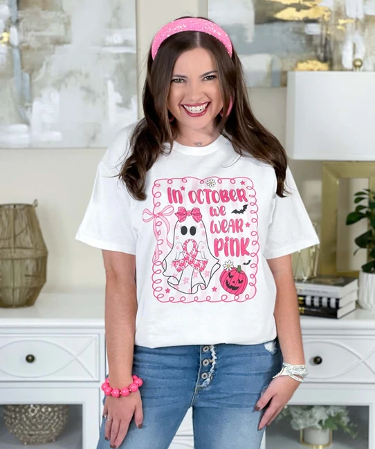 in october we wear pink ghost tee