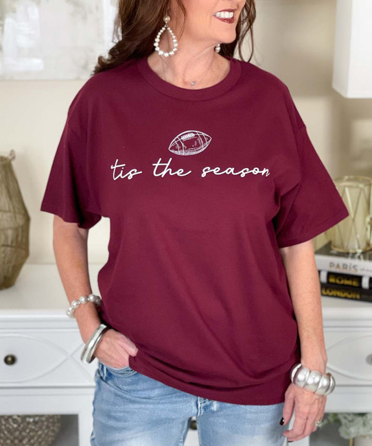 tis the season football tee close up