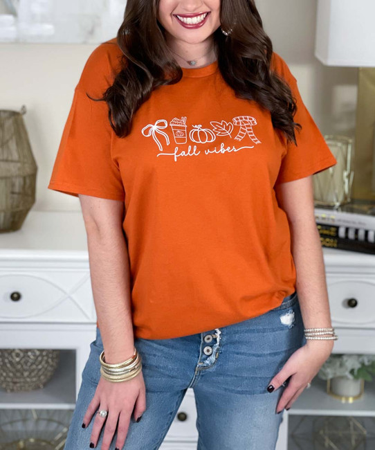 fall vibes doodle tee close up