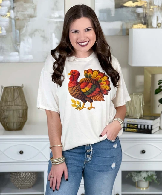 colorful turkey tee
