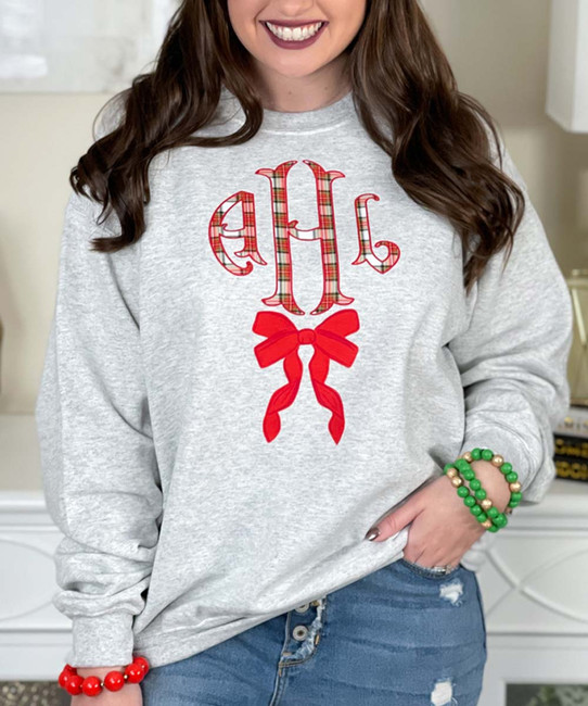 tartan plaid fishtail monogram sweatshirt close up