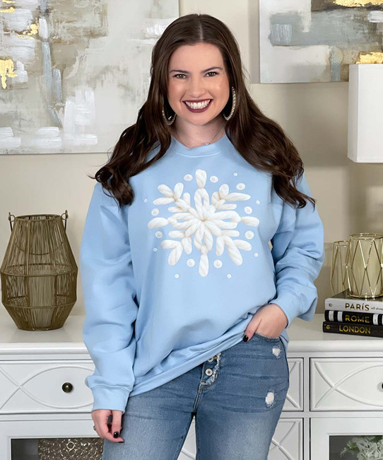 faux yarn snowflake sweatshirt