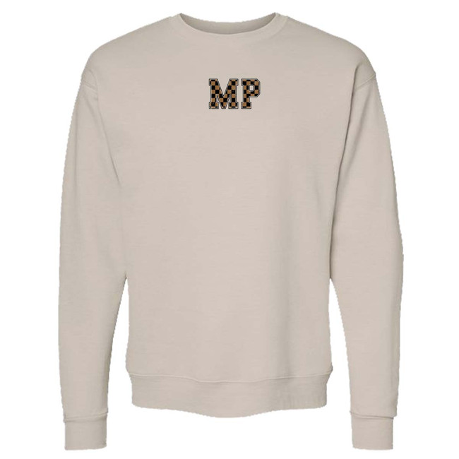 pocket distressed brown checkered monogram sweatshirt center monogram