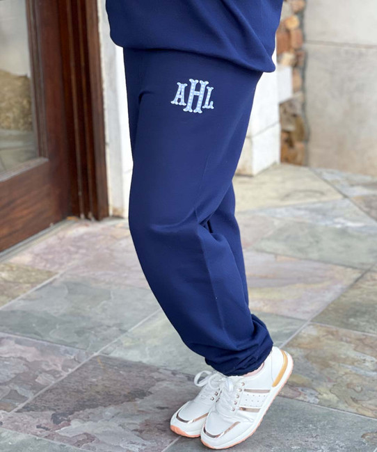 light blue gingham fishtail monogram sweatshirt and sweatpants set sweatpant view