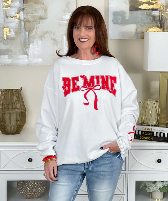 Be mine with bow and sleeve bow sweatshirt