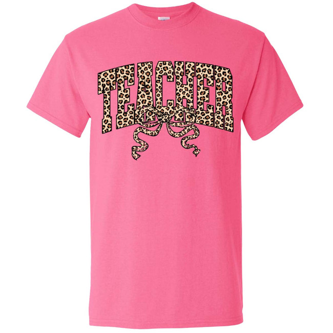 Leopard Teacher With Bow Graphic Shirt