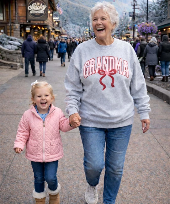 pink gingham grandma sweatshirt