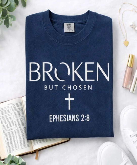 broken but chosen flatlay navy
