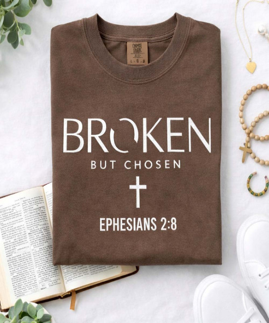 broken but chosen flatlay brown