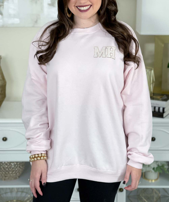 light leopard monogram sweatshirt close up model image