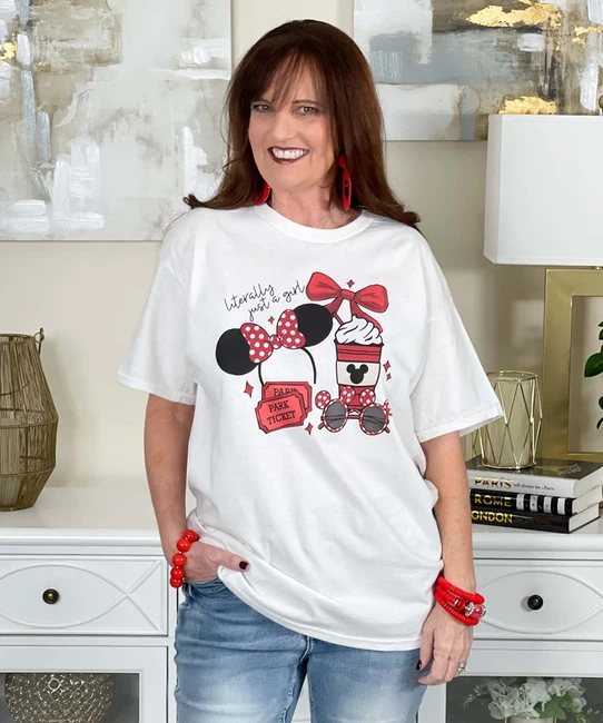 literally just a girl red tee